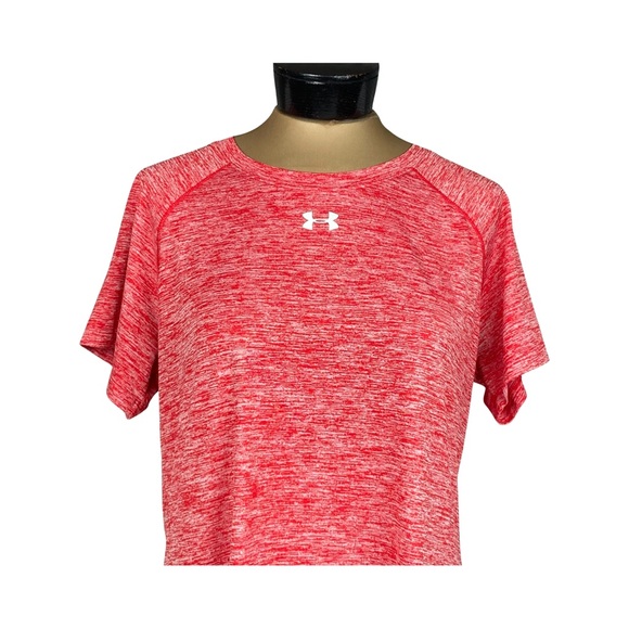 Under Armour Womens Twisted Tech Locker Tee In Space Dyed Red Size L - Picture 2 of 13